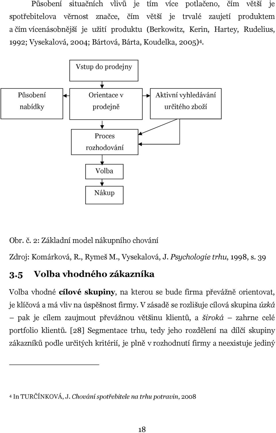 2: Základní model nákupního chování Zdroj: Komárková, R., Rymeš M., Vysekalová, J. Psychologie trhu, 1998, s. 39 3.