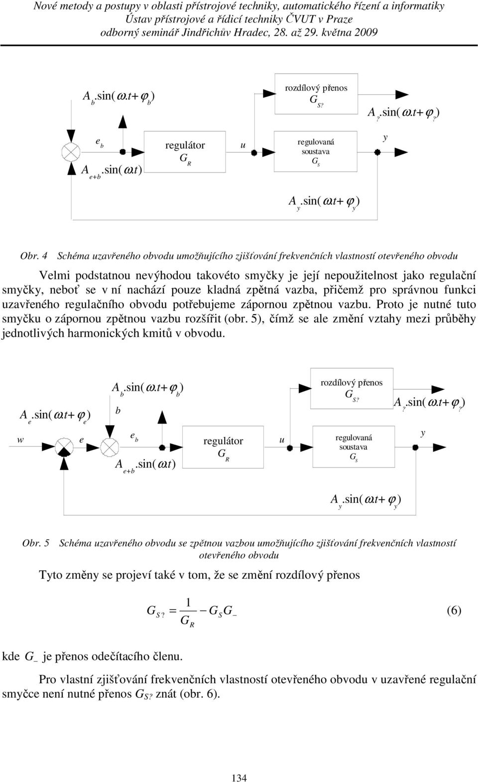 4 Schéma zavřného ovod možňjícího zjišťování frkvnčních vlastností otvřného ovod Vlmi podstatno nvýhodo takovéto smčk j jjí npožitlnost jako rglační smčk, noť s v ní nachází poz kladná zpětná vaza,