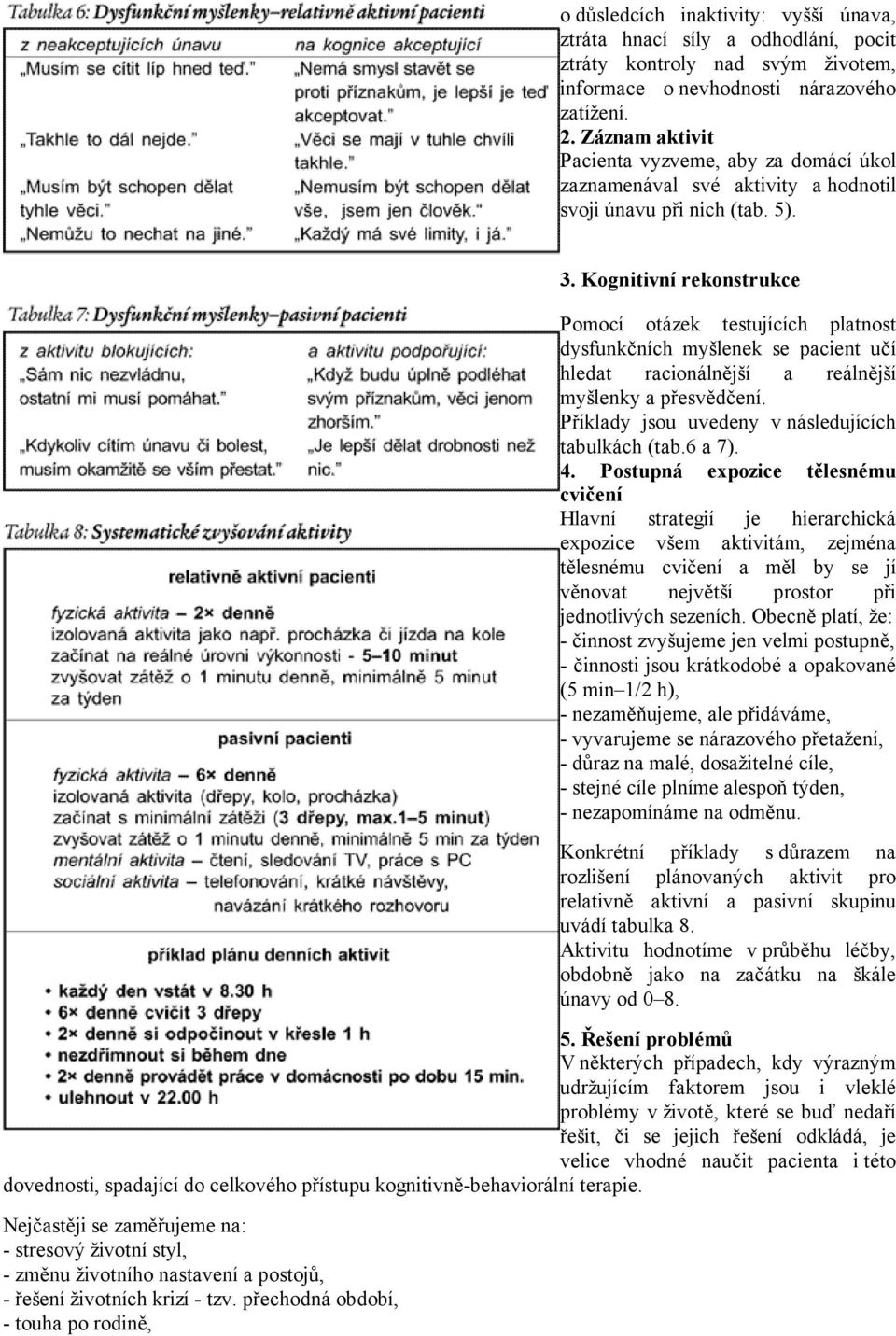 Kognitivní rekonstrukce Pomocí otázek testujících platnost dysfunkčních myšlenek se pacient učí hledat racionálnější a reálnější myšlenky a přesvědčení.