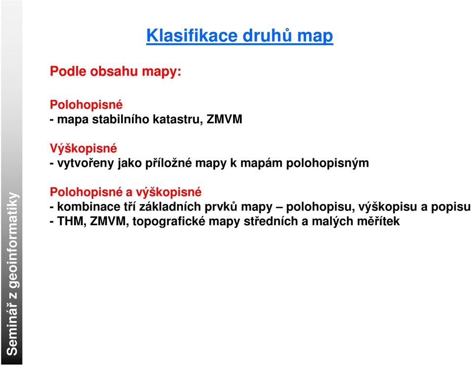 polohopisným Polohopisné a výškopisné - kombinace tří základních prvků