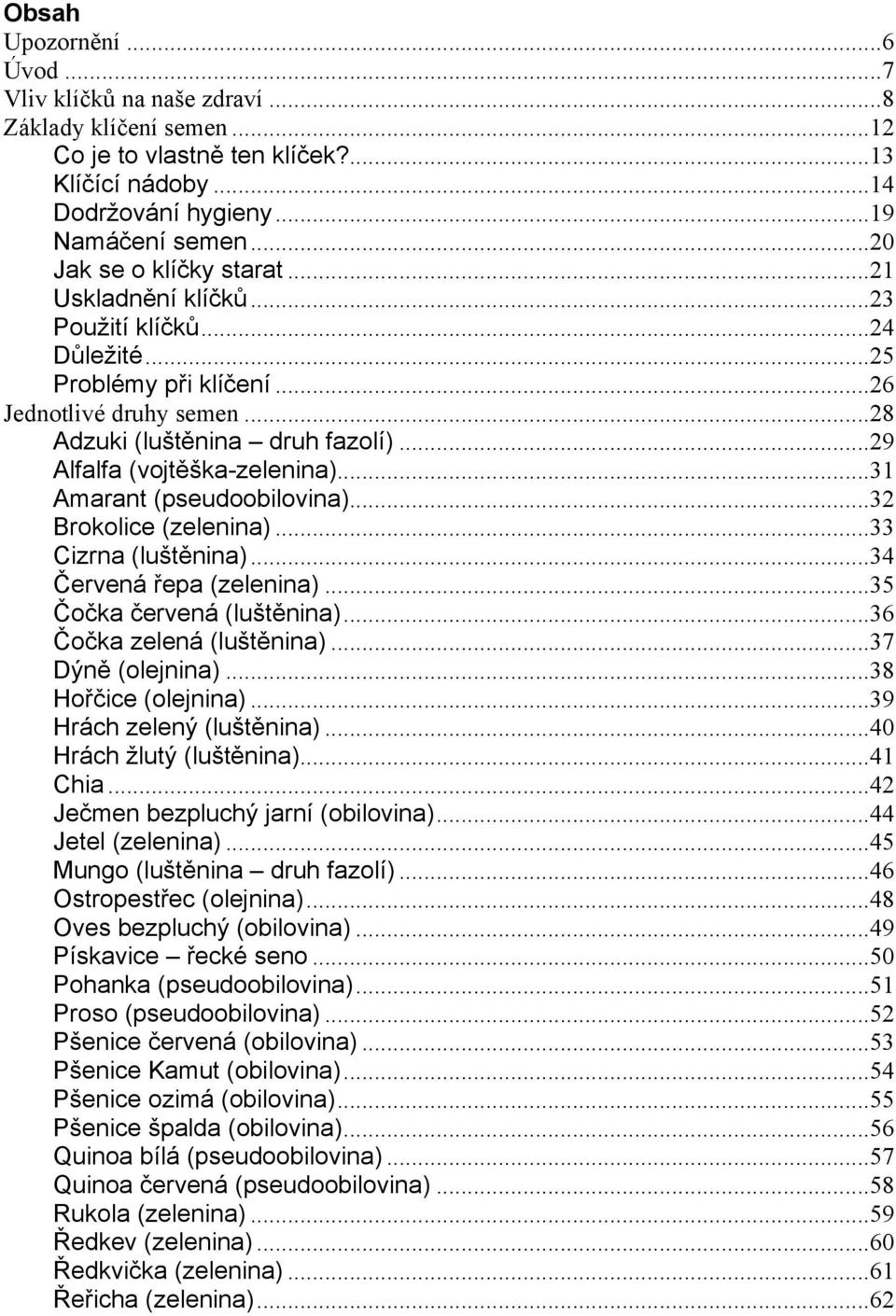 ..29 Alfalfa (vojtěška-zelenina)...31 Amarant (pseudoobilovina)...32 Brokolice (zelenina)...33 Cizrna (luštěnina)...34 Červená řepa (zelenina)...35 Čočka červená (luštěnina).