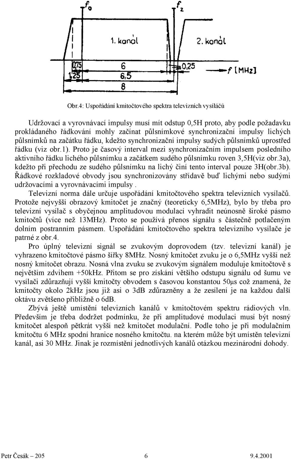 Proto je časový interval mezi synchronizačním impulsem posledního aktivního řádku lichého půlsnímku a začátkem sudého půlsnímku roven 3,5H(viz obr.