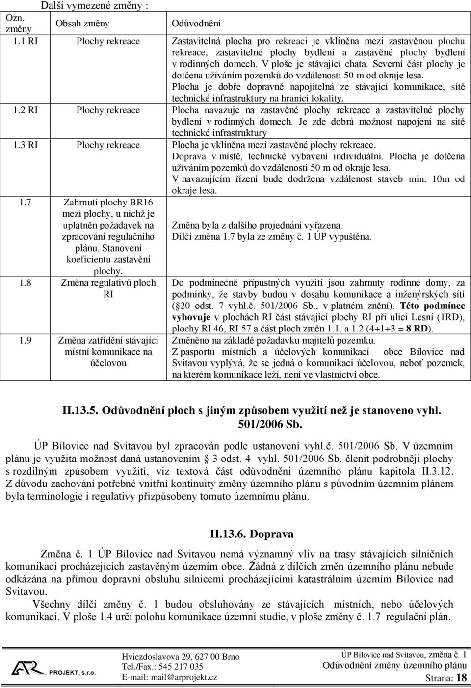 V ploše je stávající chata. Severní část plochy je dotčena užíváním pozemků do vzdálenosti 50 m od okraje lesa.