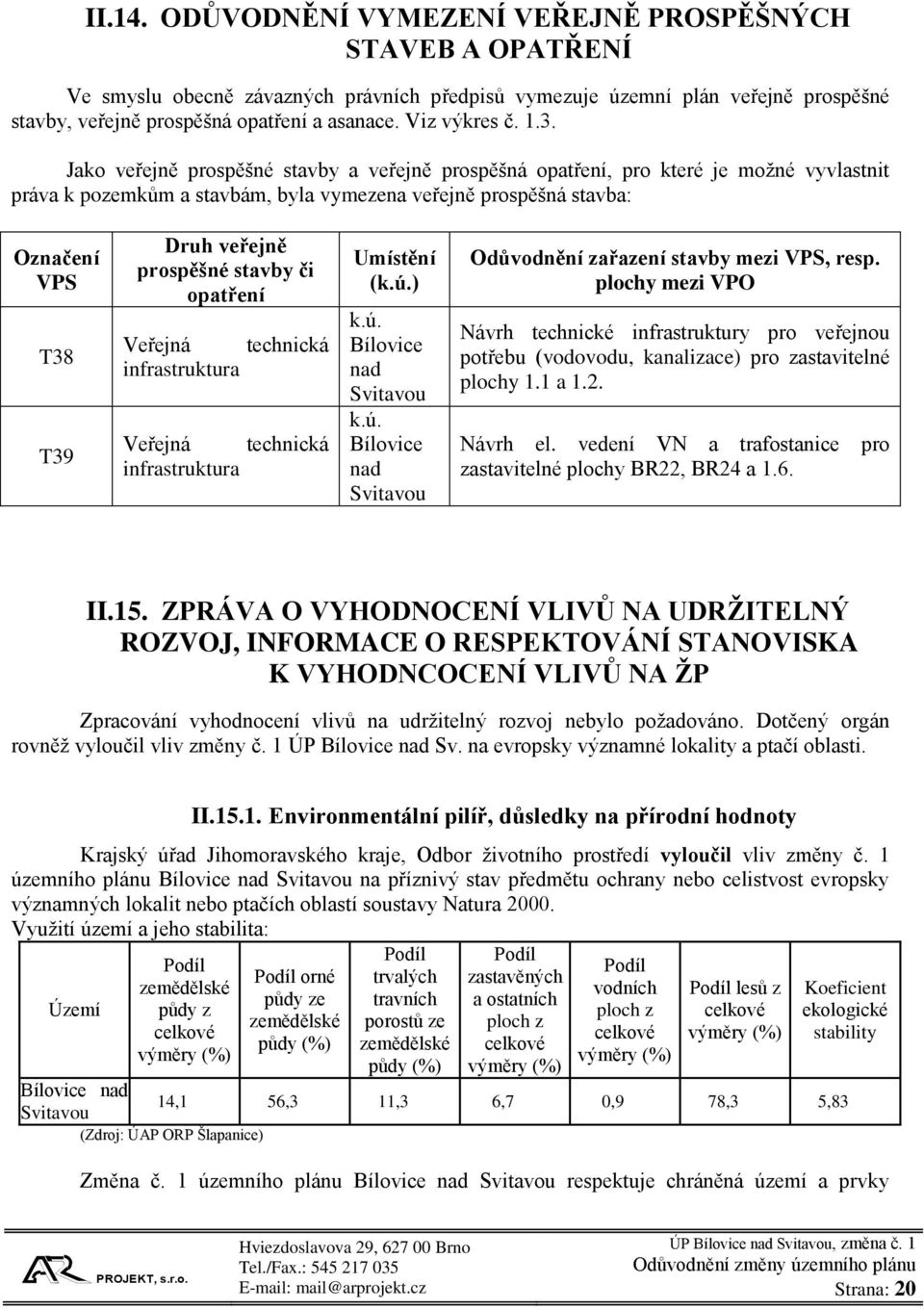 Jako veřejně prospěšné stavby a veřejně prospěšná opatření, pro které je možné vyvlastnit práva k pozemkům a stavbám, byla vymezena veřejně prospěšná stavba: Označení VPS T38 T39 Druh veřejně