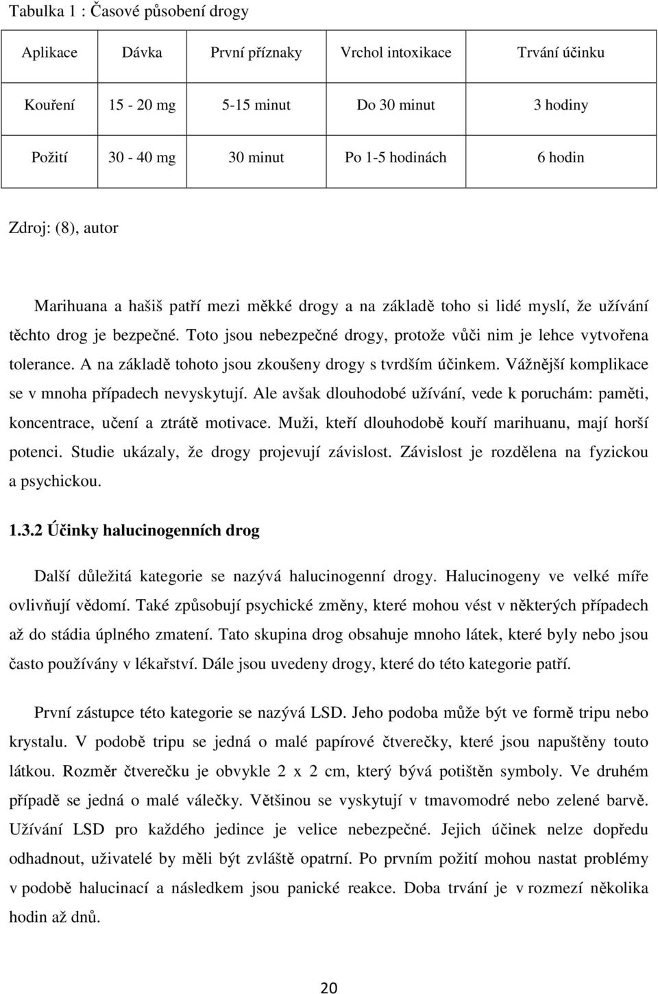 Toto jsou nebezpečné drogy, protože vůči nim je lehce vytvořena tolerance. A na základě tohoto jsou zkoušeny drogy s tvrdším účinkem. Vážnější komplikace se v mnoha případech nevyskytují.