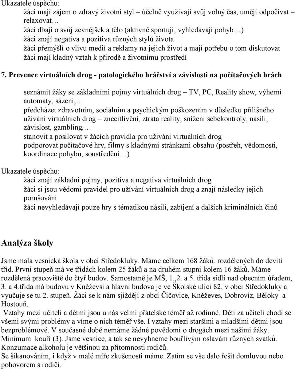 Prevence virtuálních drog - patologického hráčství a závislosti na počítačových hrách seznámit žáky se základními pojmy virtuálních drog TV, PC, Reality show, výherní automaty, sázení, předcházet