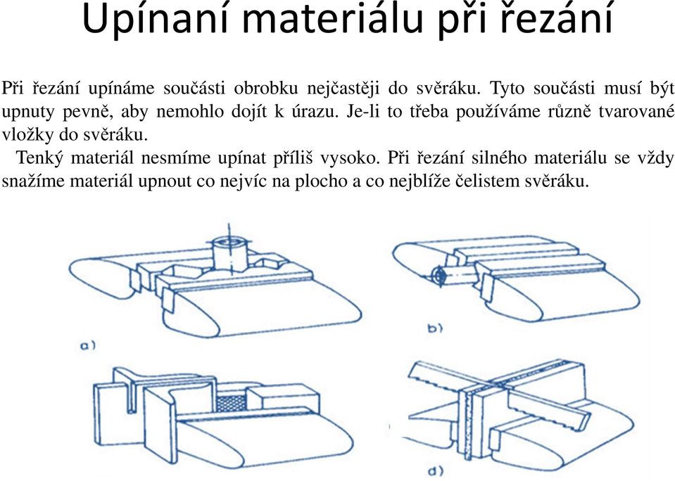 Je-li to třeba používáme různě tvarované vložky do svěráku.