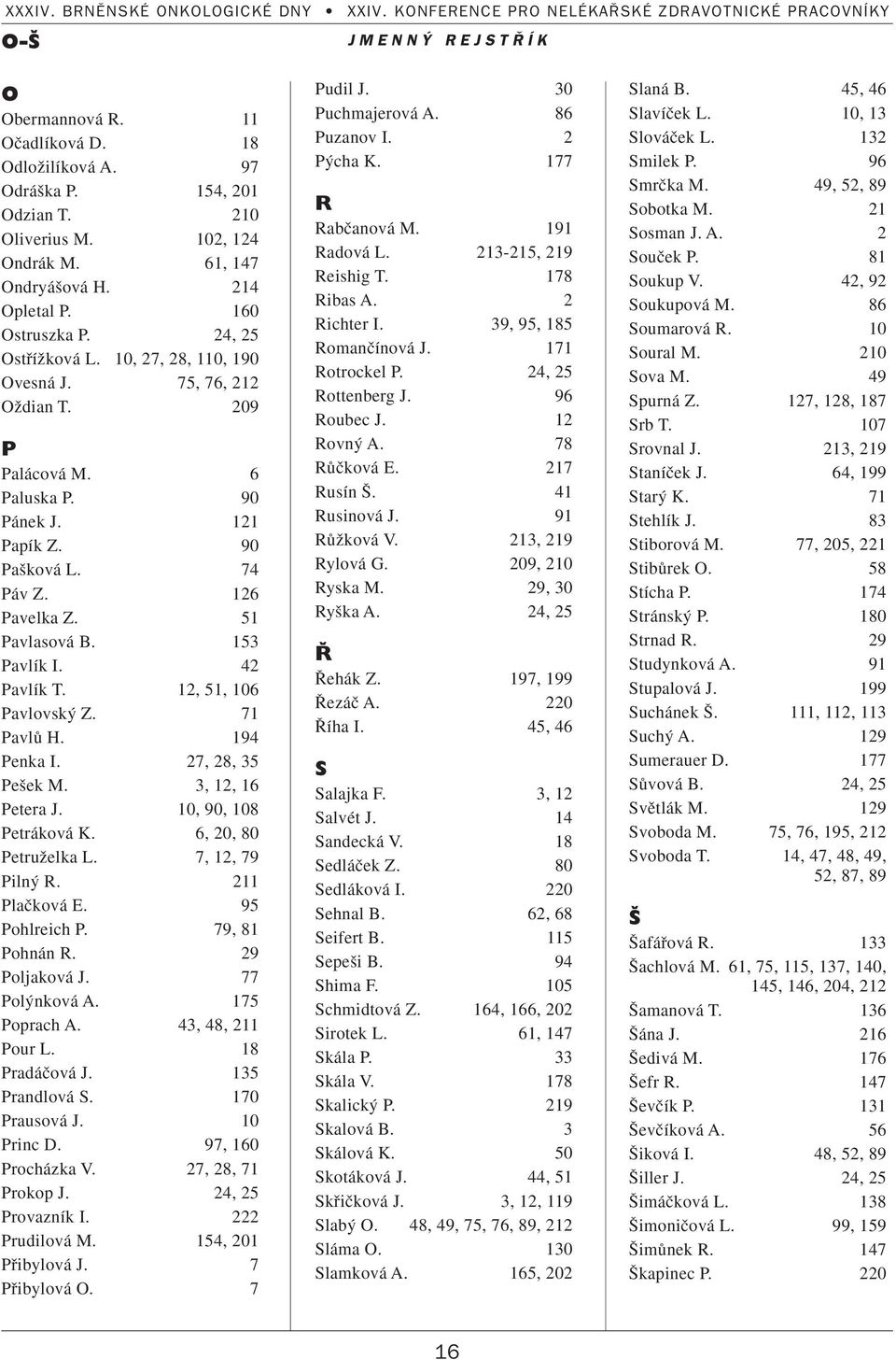 42 Pavlík T. 12, 51, 106 Pavlovsk Z. 71 PavlÛ H. 194 Penka I. 27, 28, 35 Pe ek M. 3, 12, 16 Petera J. 10, 90, 108 Petráková K. 6, 20, 80 PetruÏelka L. 7, 12, 79 Piln R. 211 Plaãková E. 95 Pohlreich P.