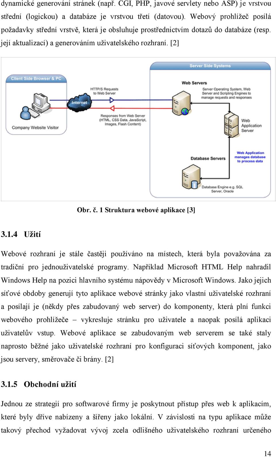 1 Struktura webové aplikace [3] 3.1.4 Užití Webové rozhraní je stále častěji používáno na místech, která byla považována za tradiční pro jednouživatelské programy.