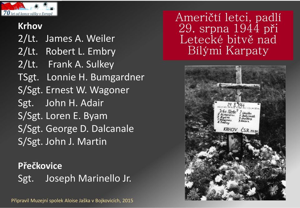 Byam S/Sgt. George D. Dalcanale S/Sgt. John J. Martin Američtí letci, padlí 29.