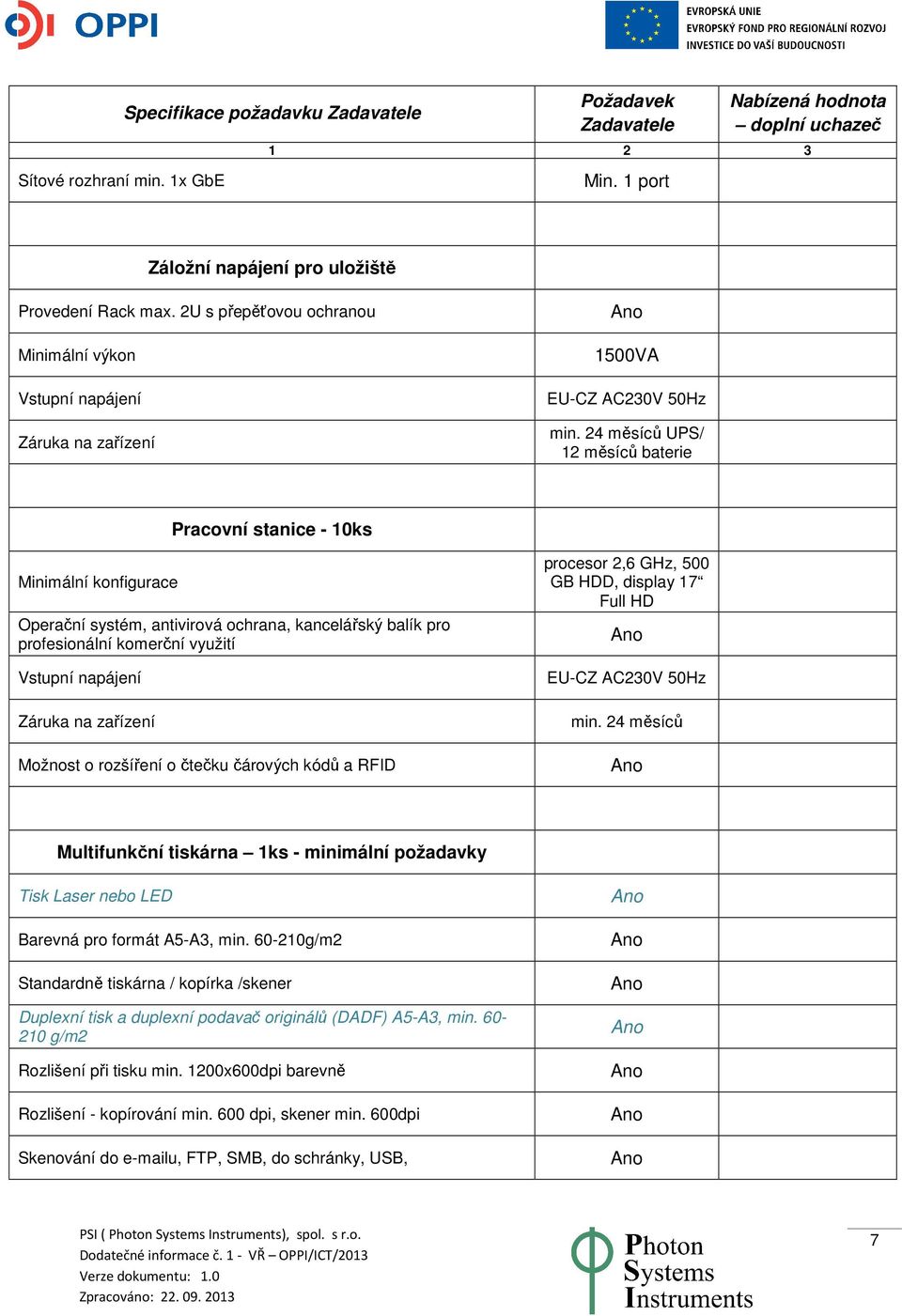 zařízení Možnost o rozšíření o čtečku čárových kódů a RFID procesor 2,6 GHz, 500 GB HDD, display 17 Full HD min.