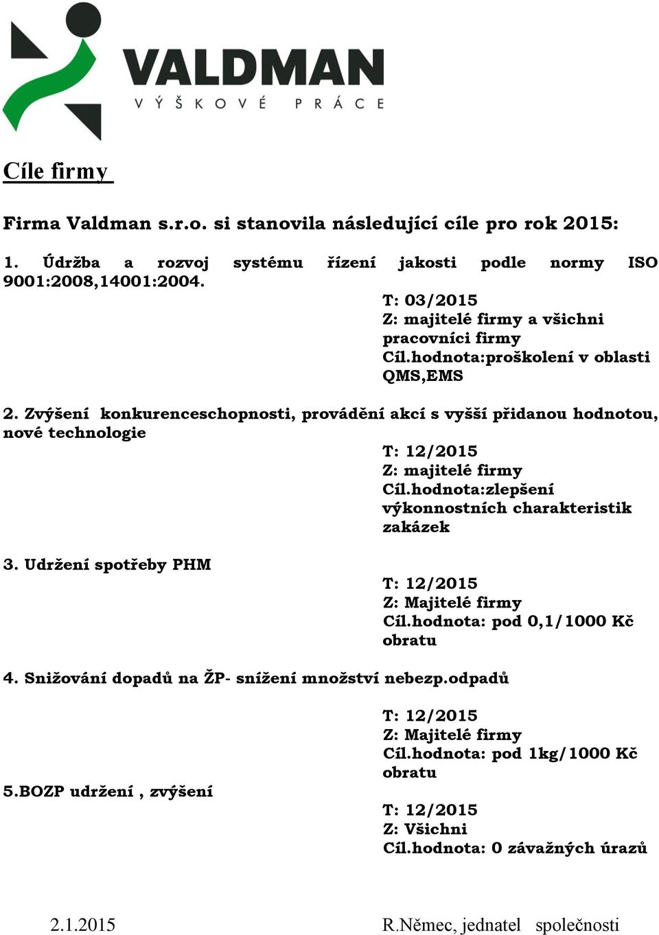 Zvýšení konkurenceschopnosti, provádění akcí s vyšší přidanou hodnotou, nové technologie T: 12/2015 3.