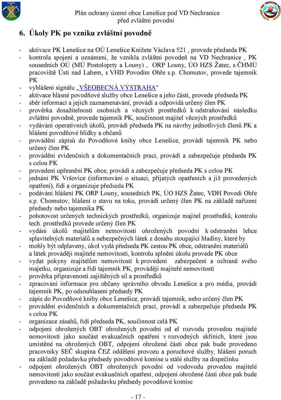 ty a Louny), ORP Louny, ÚO HZS Žatec, s ČHMÚ pr