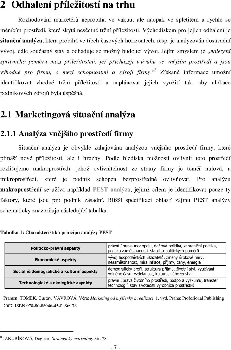 Jejím smyslem je nalezení správného poměru mezi příležitostmi, jež přicházejí v úvahu ve vnějším prostředí a jsou výhodné pro firmu, a mezi schopnostmi a zdroji firmy.