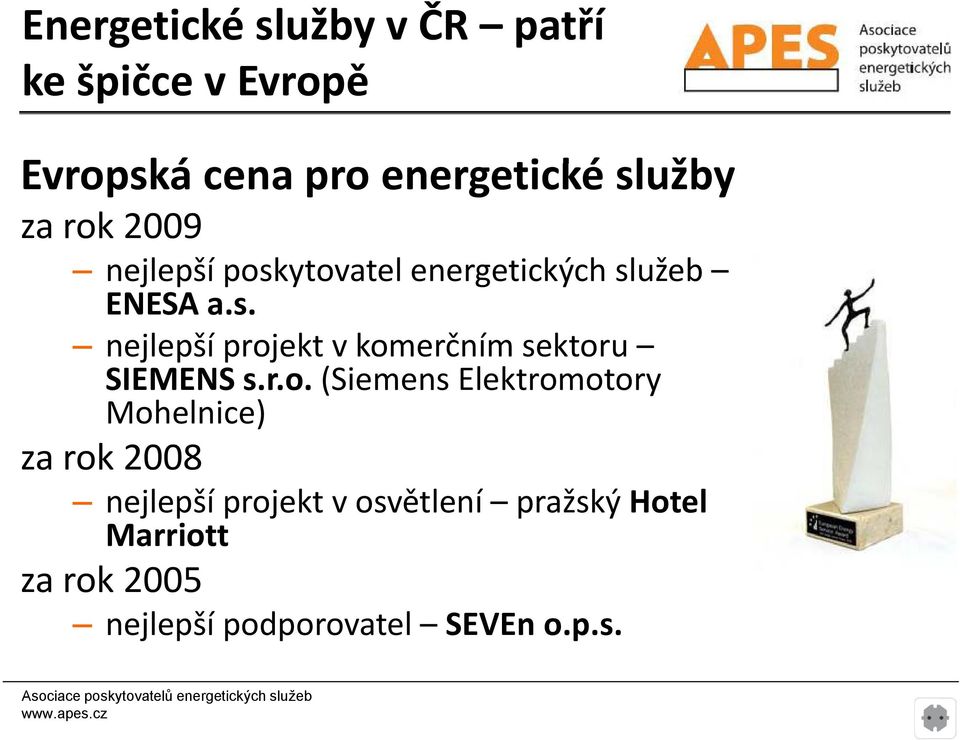 r.o. (Siemens Elektromotory Mohelnice) za rok 2008 nejlepší projekt vosvětlení pražský