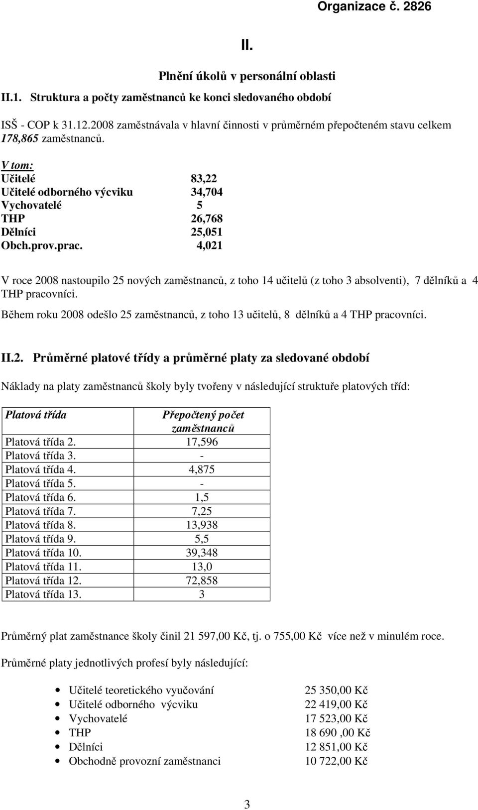 prac. 4,021 V roce 2008 nastoupilo 25 nových zaměstnanců, z toho 14 učitelů (z toho 3 absolventi), 7 dělníků a 4 THP pracovníci.