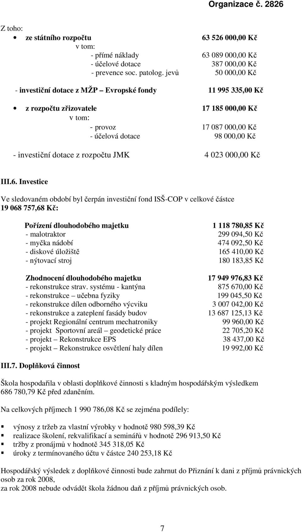 z rozpočtu JMK 4 023 000,00 Kč III.6.