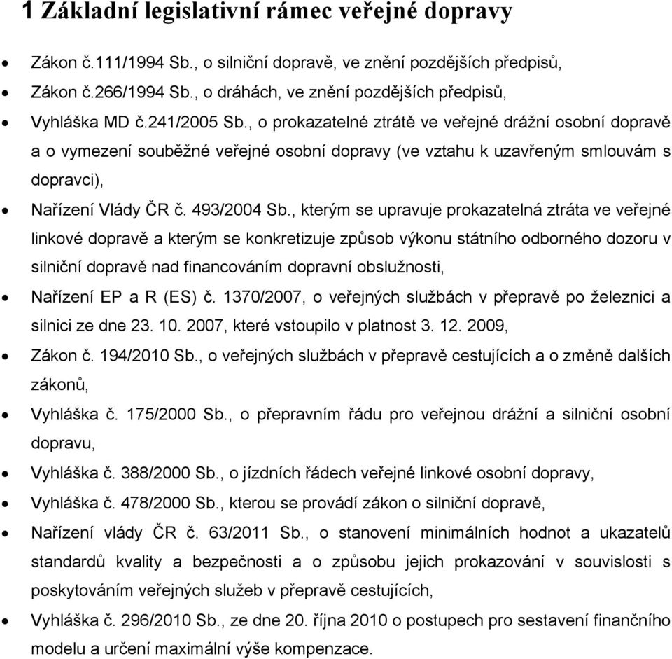 , kterým se upravuje prokazatelná ztráta ve veřejné linkové dopravě a kterým se konkretizuje způsob výkonu státního odborného dozoru v silniční dopravě nad financováním dopravní obslužnosti, Nařízení