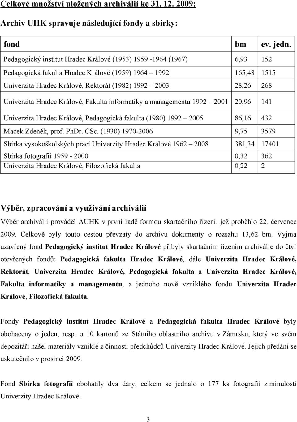 Univerzita Hradec Králové, Fakulta informatiky a managementu 1992 2001 20,96 141 Univerzita Hradec Králové, Pedagogická fakulta (1980) 1992 2005 86,16 432 Macek Zdeněk, prof. PhDr. CSc.