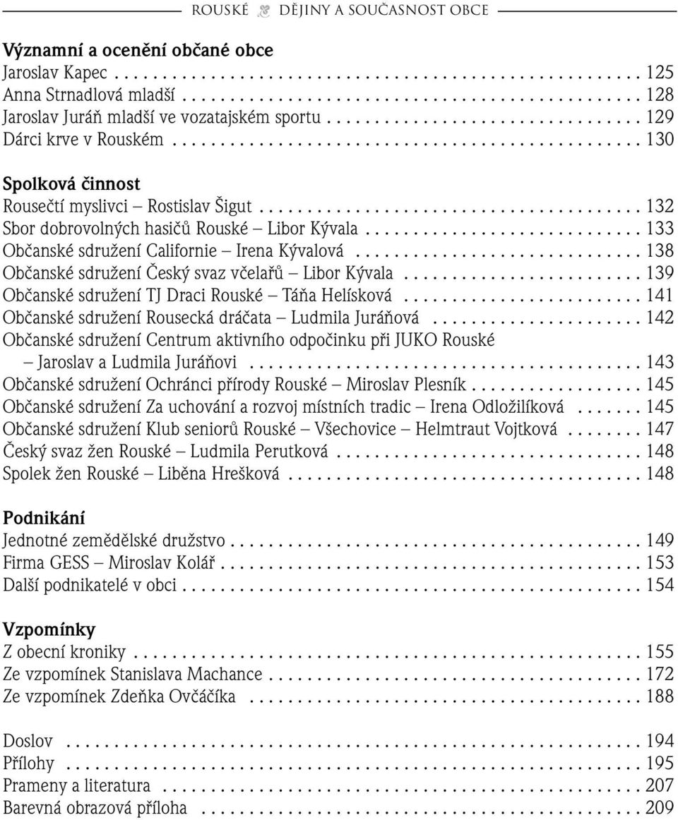 ....................................... 132 Sbor dobrovoln ch hasiãû Rouské Libor K vala............................. 133 Obãanské sdruïení Californie Irena K valová.