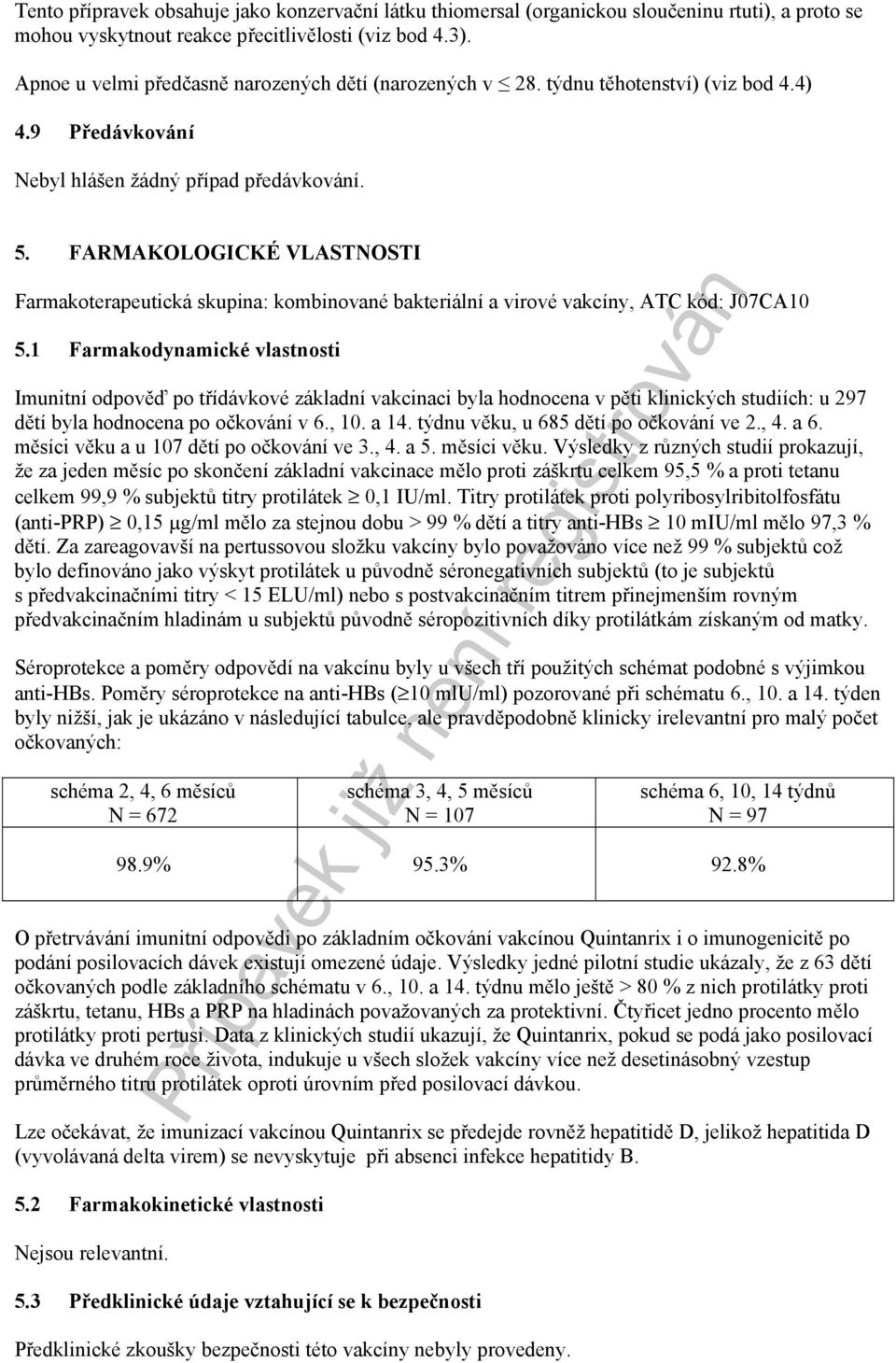 FARMAKOLOGICKÉ VLASTNOSTI Farmakoterapeutická skupina: kombinované bakteriální a virové vakcíny, ATC kód: J07CA10 5.