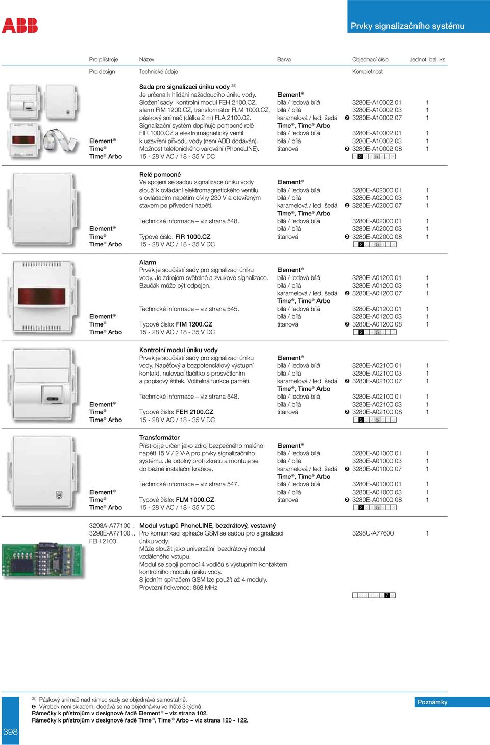 02. karamelová / led. šedá 3280E-A10002 07 1 Signalizační systém doplňuje pomocné relé Time, Time Arbo FIR 1000.