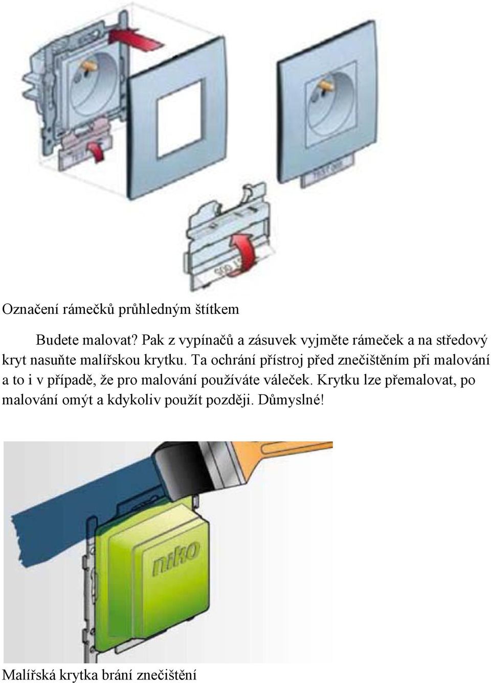 Ta ochrání přístroj před znečištěním při malování a to i v případě, že pro malování