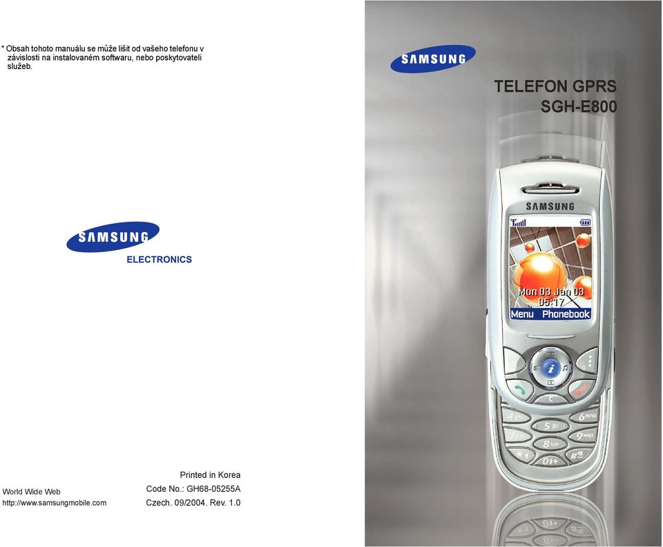 TELEFON GPRS SGH-E800 World Wide Web http://www.samsungmobile.