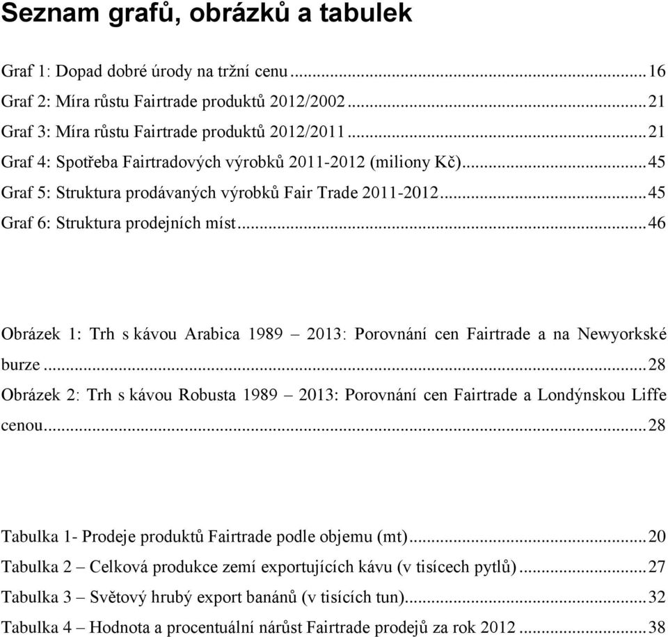 .. 46 Obrázek 1: Trh s kávou Arabica 1989 2013: Porovnání cen Fairtrade a na Newyorkské burze... 28 Obrázek 2: Trh s kávou Robusta 1989 2013: Porovnání cen Fairtrade a Londýnskou Liffe cenou.