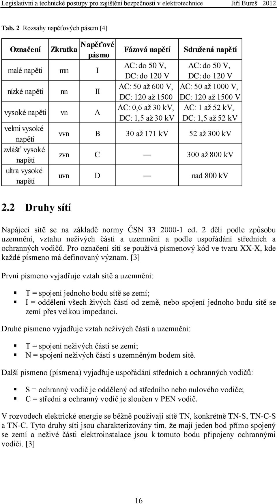 52 kv vvn B 30 aţ 171 kv 52 aţ 300 kv zvn C 300 aţ 800 kv uvn D nad 800 kv 2.2 Druhy sítí Napájecí sítě se na základě normy ČSN 33 2000-1 ed.