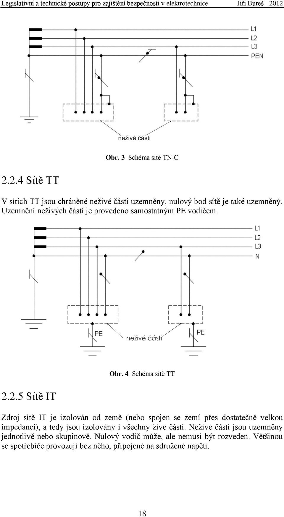 4 Schéma sítě TT Zdroj sítě IT je izolován od země (nebo spojen se zemí přes dostatečně velkou impedanci), a tedy jsou izolovány i