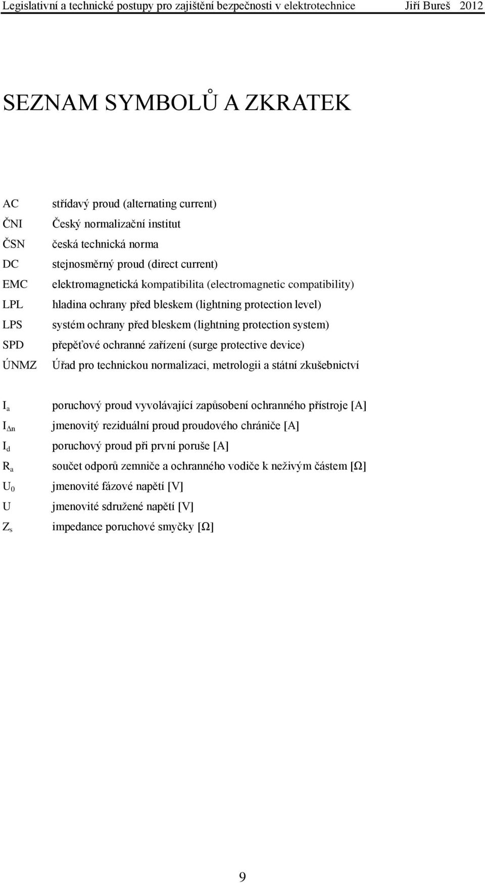 zařízení (surge protective device) Úřad pro technickou normalizaci, metrologii a státní zkušebnictví I a I Δn I d R a U 0 U Z s poruchový proud vyvolávající zapůsobení ochranného přístroje [A]