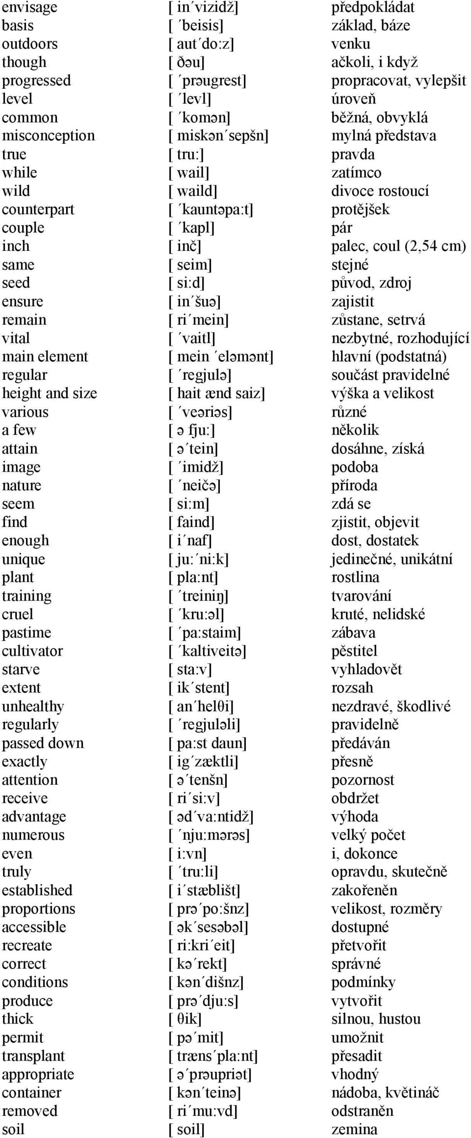 proportions accessible recreate correct conditions produce thick permit transplant appropriate container removed soil [ in vizidž] [ beisis] [ aut do:z] [ ðəu] [ prəugrest] [ levl] [ komən] [ miskən