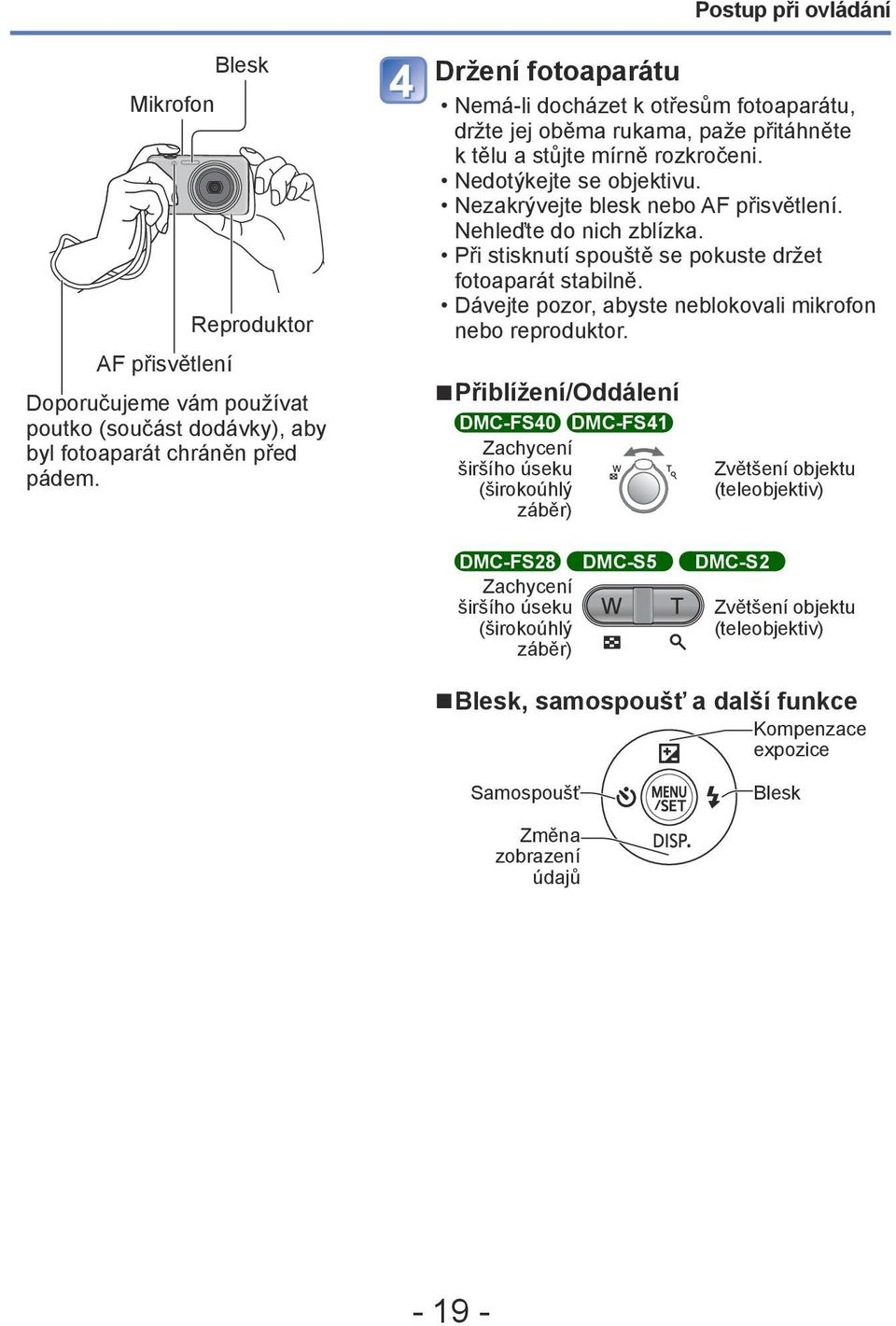 Nehleďte do nich zblízka. Při stisknutí spouště se pokuste držet fotoaparát stabilně. Dávejte pozor, abyste neblokovali mikrofon nebo reproduktor.