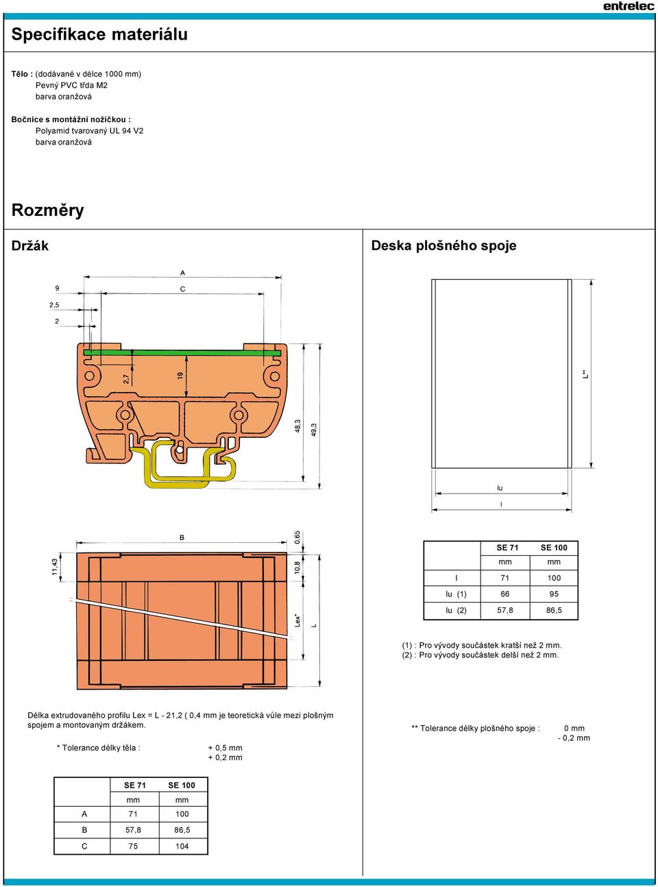 mm. (2) : Pro vývody souèástek delší než 2 mm.