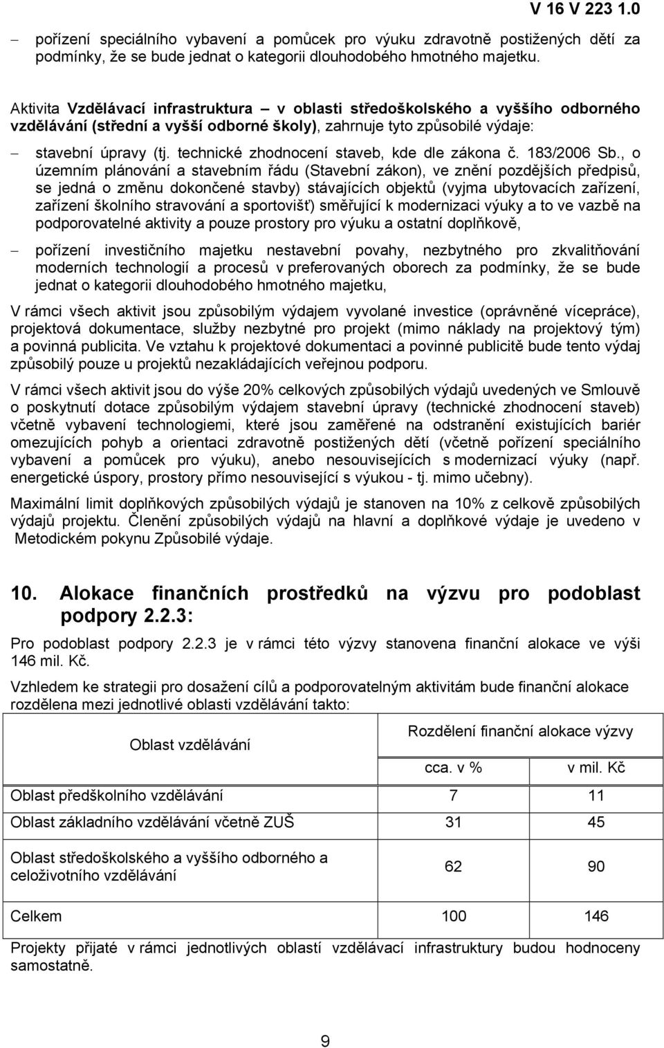 technické zhodnocení staveb, kde dle zákona č. 183/2006 Sb.