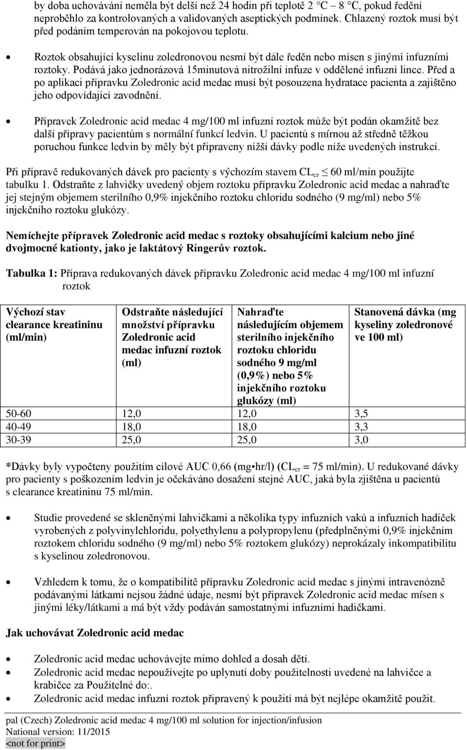 Podává jako jednorázová 15minutová nitrožilní infuze v oddělené infuzní lince.