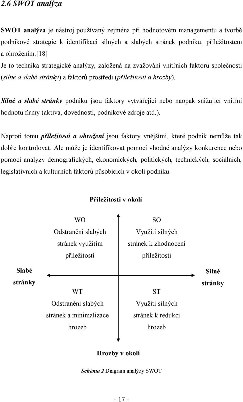 Silné a slabé stránky podniku jsou faktory vytvářející nebo naopak snižující vnitřní hodnotu firmy (aktiva, dovednosti, podnikové zdroje atd.).