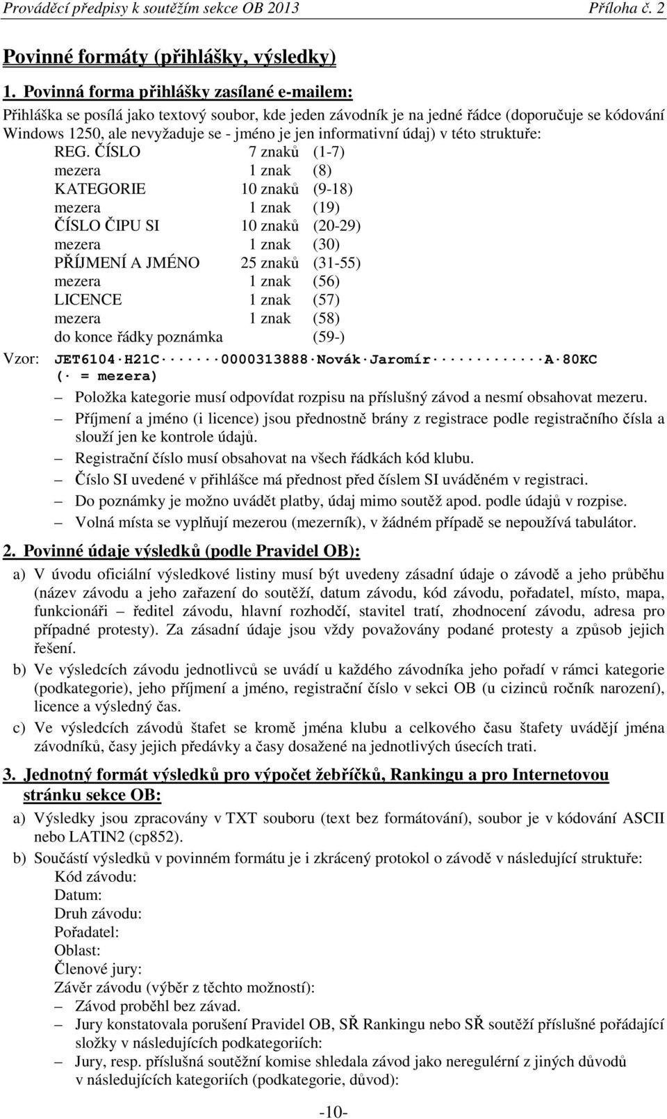 informativní údaj) v této struktuře: REG.