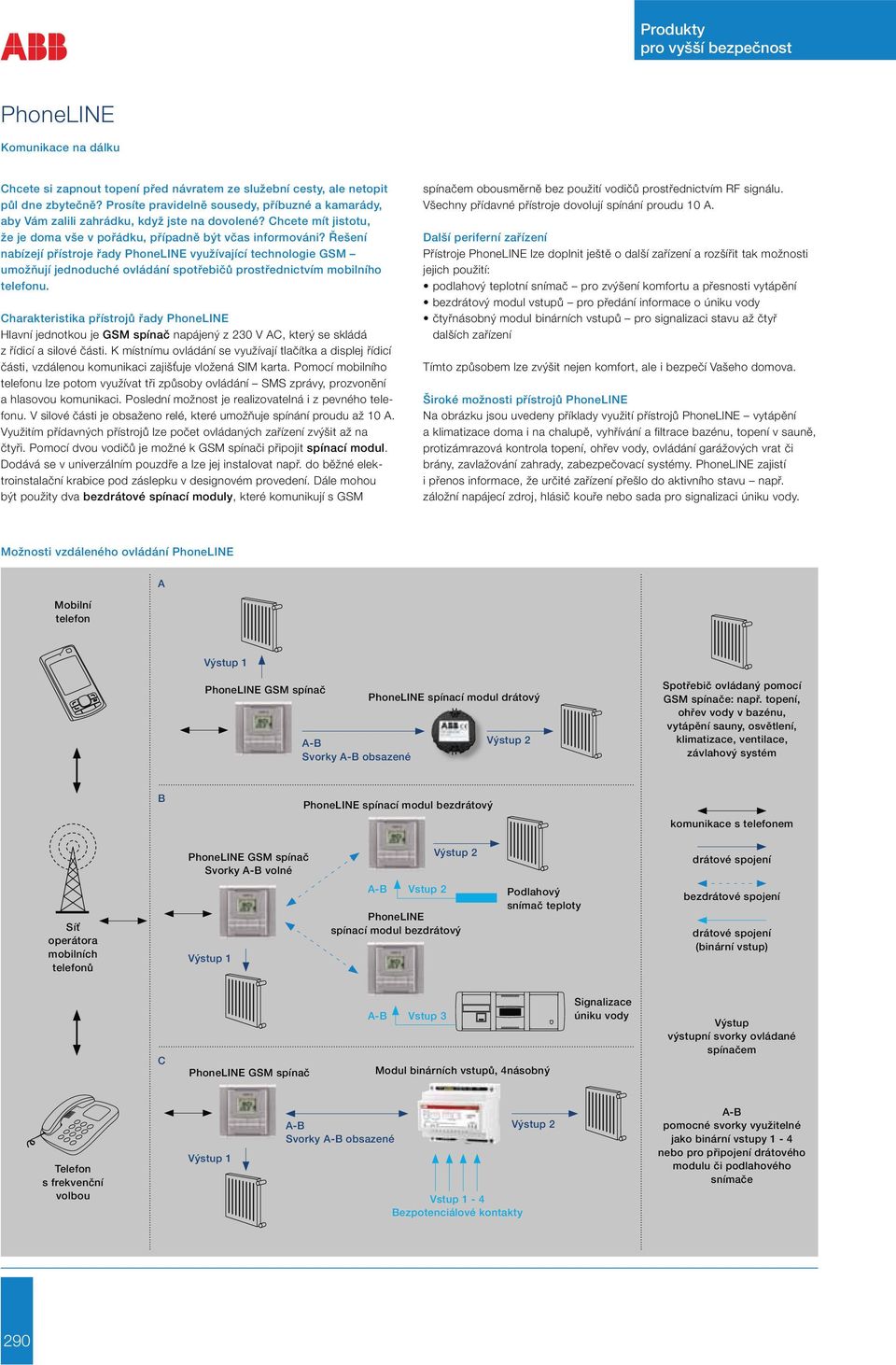 Řešení nabízejí přístroje řady PhoneLINE využívající technologie GSM umož ňují jednoduché ovládání spotřebičů prostřednictvím mobilního telefonu.