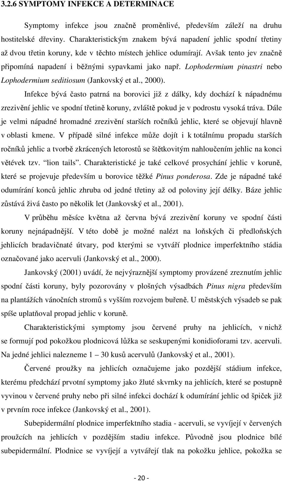 Lophodermium pinastri nebo Lophodermium seditiosum (Jankovský et al., 2000).