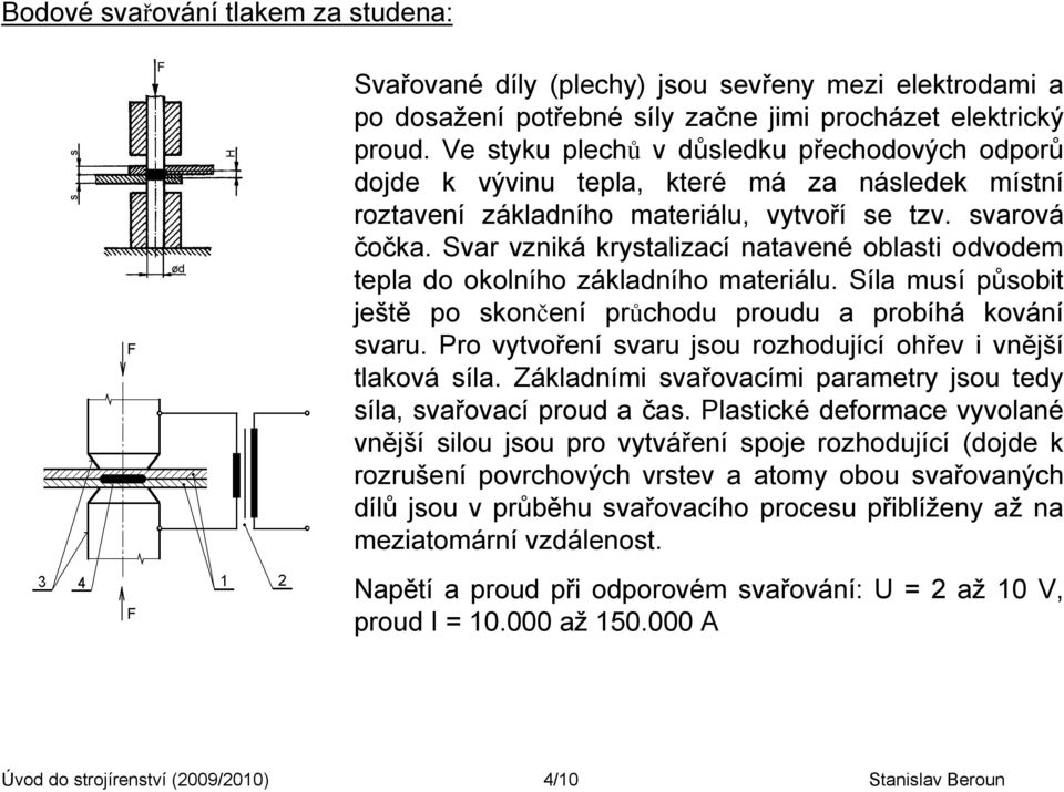 Svar vzniká krystalizací natavené oblasti odvodem tepla do okolního základního materiálu. Síla musí působit ještě po skončení průchodu proudu a probíhá kování svaru.