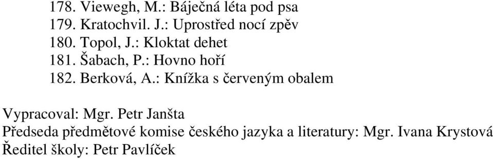 : Hovno hoří 182. Berková, A.: Knížka s červeným obalem Vypracoval: Mgr.