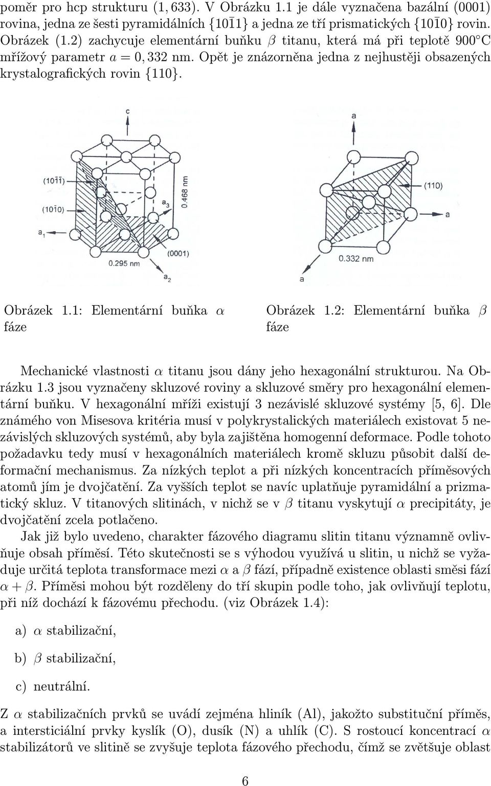 1: Elementární buňka α fáze Obrázek 1.2: Elementární buňka β fáze Mechanické vlastnosti α titanu jsou dány jeho hexagonální strukturou. Na Obrázku 1.