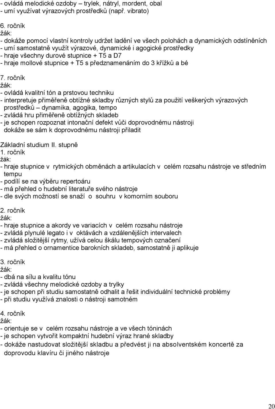 T5 a D7 - hraje mollové stupnice + T5 s předznamenáním do 3 křížků a bé 7.