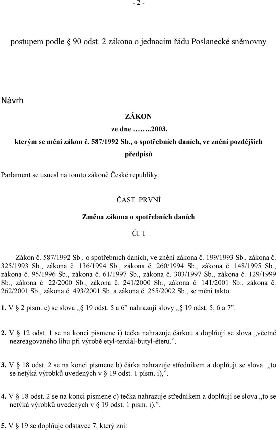 , o spotřebních daních, ve znění zákona č. 199/1993 Sb., zákona č. 325/1993 Sb., zákona č. 136/1994 Sb., zákona č. 260/1994 Sb., zákona č. 148/1995 Sb., zákona č. 95/1996 Sb., zákona č. 61/1997 Sb.