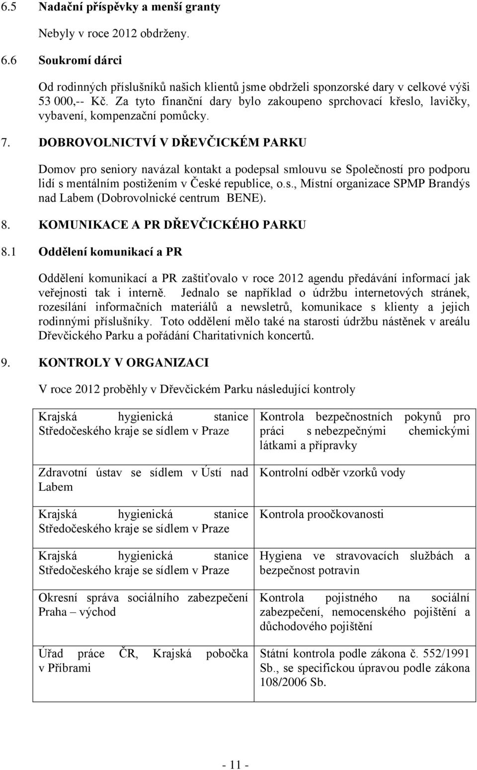 DOBROVOLNICTVÍ V DŘEVČICKÉM PARKU Domov pro seniory navázal kontakt a podepsal smlouvu se Společností pro podporu lidí s mentálním postižením v České republice, o.s., Místní organizace SPMP Brandýs nad Labem (Dobrovolnické centrum BENE).