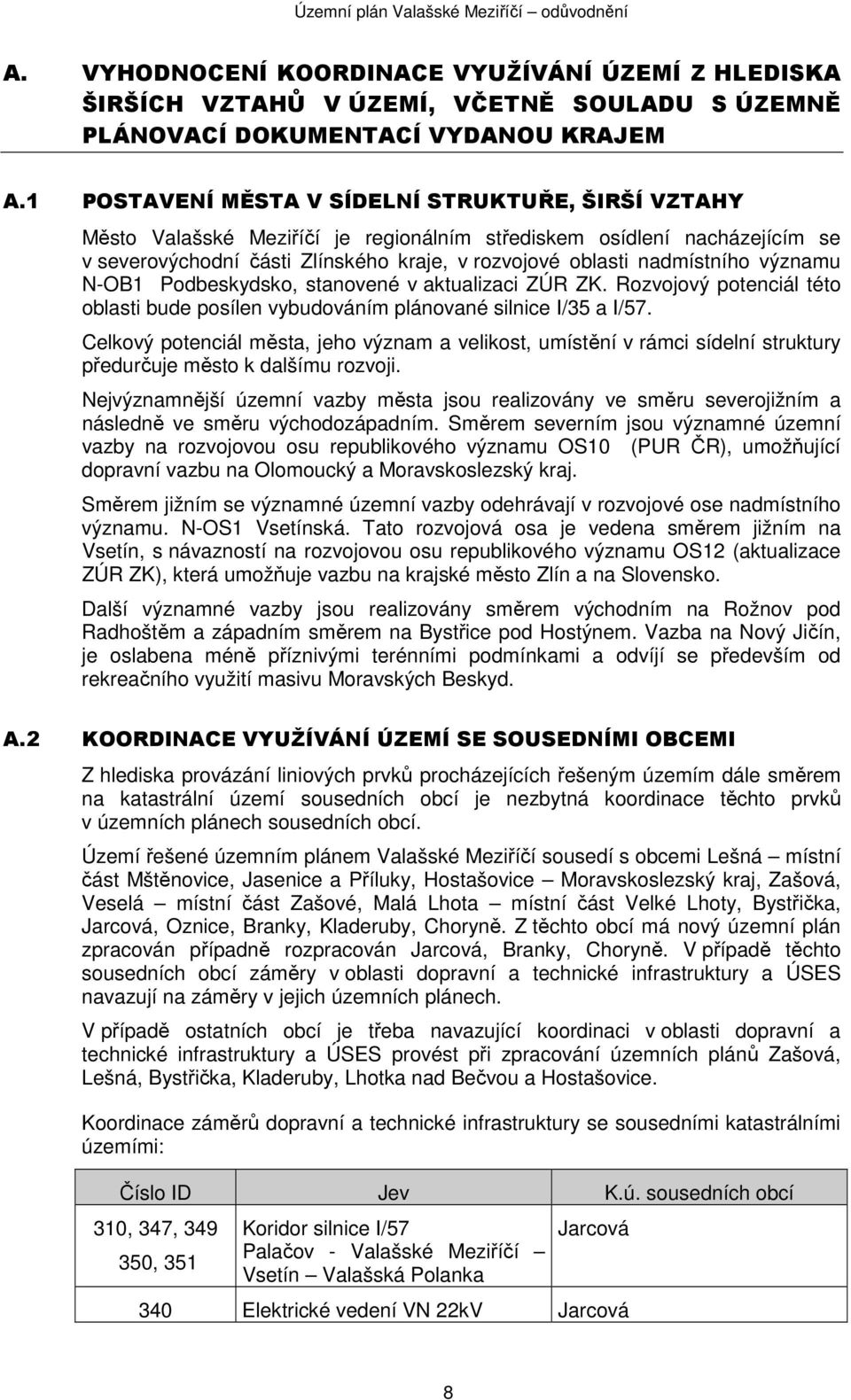 významu N-OB1 Podbeskydsko, stanovené v aktualizaci ZÚR ZK. Rozvojový potenciál této oblasti bude posílen vybudováním plánované silnice I/35 a I/57.