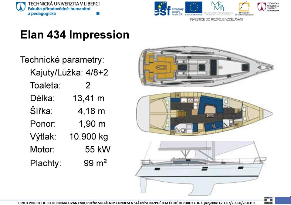 2 Délka: 13,41 m Šířka: 4,18 m Ponor: