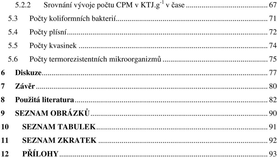 6 Počty termorezistentních mikroorganizmů... 75 6 Diskuze... 77 7 Závěr.